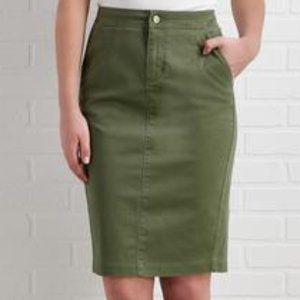 Olive Midi Pencil Skirt | Size: 2